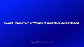 Sexual Harassment of Women at Workplace Act Explained  Intro [upl. by Gershom428]