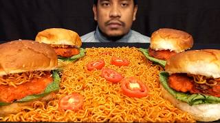 SPICY NOODLES BURGER EATING CHALLENGE  FOOD EATING SHOW [upl. by Alana379]