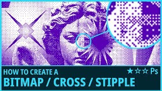 How to Create a Bitmap  Cross  Stipple Effect from Images in Photoshop  Bitmap Mode Cross [upl. by Mccollum]