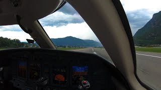 GUSTY Cockpit Landing In The Italian Alps Bolzano Airport  NEAR BIRD STRIKE 4K [upl. by Docila]