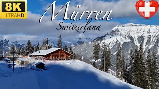 8K  MURREN Lauterbrunnen Switzerland  Walk amp Train Tour  8K Ultra HD Video [upl. by Oab]