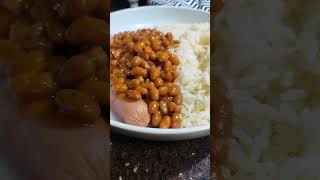 Homestyle in the kitchen in the city chef Jeff Chicken frankfurter baked beans and white rice [upl. by Guevara]