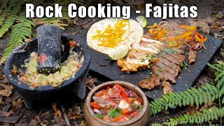 Cooking on a Rock  Bushcraft Fajitas [upl. by Anilos]