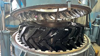 The Most Amazing Process Retreading Old Tractor Tyre  Tractor Big Tyre Remoulding Process remold [upl. by Etteyniv]