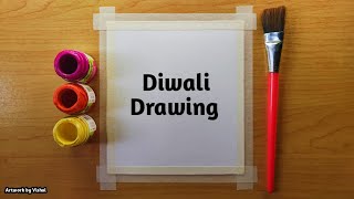 Diwali Drawing  Diwali Drawing Easy  Happy Diwali Drawing  Diwali Diya Drawing  Diwali poster [upl. by Netsrejk]