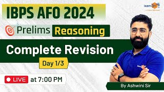 IBPS AFO 2024 Prelims Reasoning Complete Revision  Day 1  By Ashwini Sir [upl. by Ecnaled]