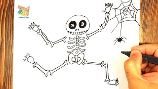 Comment dessiner une squelette pour halloween [upl. by Paradies]