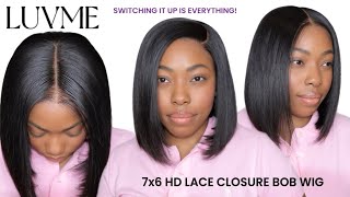 SHORT BOB WIG WITH LARGE VERSATILE 7X6 LACE LUVME HAIR [upl. by Atiuqin730]