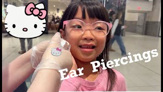 Ear Piercings With HELLO Kitty Earrings [upl. by Finley]