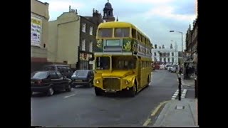 London Buses 1991London Transport Routemasters at Camberwell Green amp Oval Station [upl. by Ardella482]