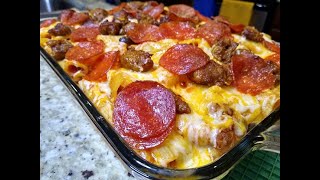 PEPPERONI amp SAUSAGE PIZZA  CASSEROLE FOR A TRUE PIZZA LOVERS OBSESSION [upl. by Ainoloppa]