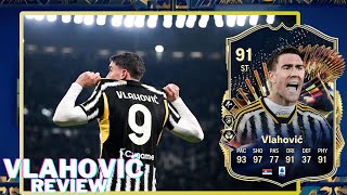 ¡UN 9 META DE CALIDAD Y 5 DE SKILLS Dusan Vlahovic 91 TOTS Review EA FC 24 [upl. by Nemsaj]