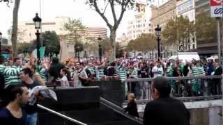 Celtic Fc Fans singing Just Cant Get Enough Barcelona [upl. by Annayd]