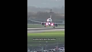 Check out the moment a plane flying into Heathrow Airport had to abort its landing during strongwind [upl. by Orecul]