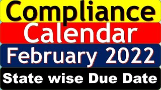 Compliance Calendar Feb 2022  Statutory Compliance Due Date PAN India  To Save for NonCompliance [upl. by Ahtebat721]