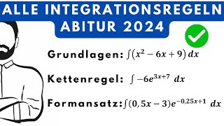 ALLE Integrationsregeln zusammengefasst  1 Bsp auf BasicLevel und 1 auf ProLevel Abitur Analysis [upl. by Elery669]