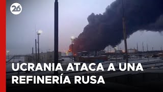 Ataque de Ucrania a una de las mayores refinerías de Rusia [upl. by Jehoash691]