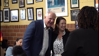 VP nominee Tim Walz visits Macon soul food restaurant HampH during visit to Georgia [upl. by Loziram893]