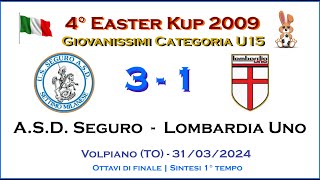 ASD Seguro  Lombardia Uno  1° Tempo  2009 UNDER 15  4° EASTER KUP TO  OTTAVI DI FINALE [upl. by Inaffit558]