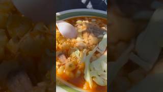 Un pozole rojo de puerco 🤤💃🏻 pozole pozoledepuerco recetasmexicanas costeña comidacosteña [upl. by Nageek]