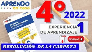 ✅RESOLUCIÓN CARPETA DE RECUPERACIÓN 2022 APRENDO EN CASA EXPERIENCIA DE APRENDIZAJE 014°SECUNDARIA [upl. by Auqinu]