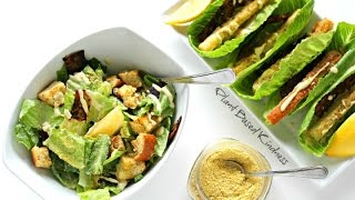 VEGAN CAESAR SALAD  Homemade Dressing Croutons amp Cashew Parm [upl. by Boothman]