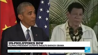 Philippines Filipino president Duterte insults Barack Obama calling him a quotson of a whorequot [upl. by Eyde]