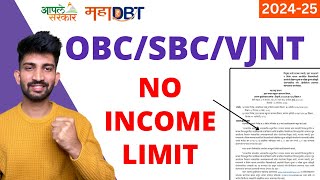 OBCSBCVJNT No Income Limit GR for Scholarship 2024  Mahadbt Scholarship Form Filling 2024 [upl. by Seaton]