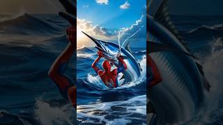 Spiderman Vs Marlin 😱 spiderman marvel shorts [upl. by Aliehs576]