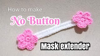 Eng sub Tutorial  Cara Mengait Crochet Mask Extender Tanpa Butang no button mask extender [upl. by Kristin]