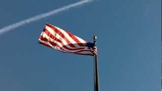 FlagDeskcom  American Flag on Rotating Truck Flagpole in 40 mph Winds [upl. by Michigan468]