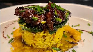 Costillas con Arroz y Tostones Flanken Ribs with Rice and Plantains [upl. by Elias]