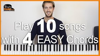 Play 10 EASY Songs with 4 Chords on Piano [upl. by Otis]