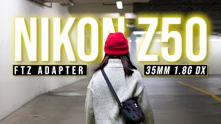 Nikon Z50  35mm 18G DX Lens FTZ Adapter Autofocus 4K Video Test [upl. by Vivianna592]