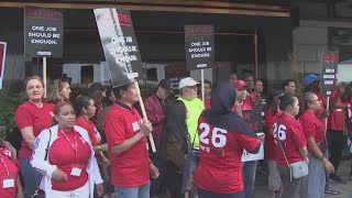 Boston hotel workers return to the picket line on Labor Day [upl. by Aibsel279]