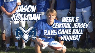 Hightstowns Jason Kollman Wins Central Jersey Week 5 Game Ball [upl. by Elora]