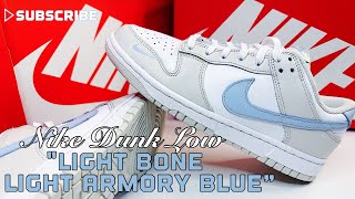 Nike Dunk Low quotLight BoneLight Armory Blue” Review  Legit Check Black Light [upl. by Llenel389]