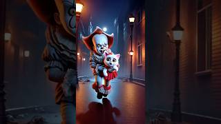 Pennywise is after cute Cat and Kitten in a Spooky Town cat cutecat catlover [upl. by Anniken]