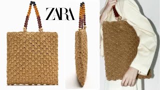 MAKING A ZARA BRANDED BAG EASY KNITTED BAG RECIPE FROM PAPER YARN [upl. by Prudie]