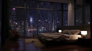 Rain Night City Ambience  Rain On Window Sounds  To help you sleep and study  8Hrs [upl. by Anewor655]