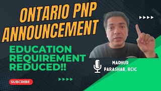 Ontario PNP  Lower Education Requirements for EEC New Announcement [upl. by Anit802]