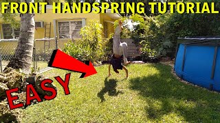 Learn the front handspring at home easy and how to land your front handsprings HIGHER [upl. by Suoirred]