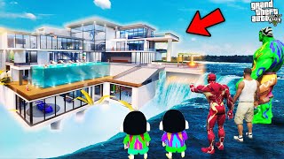 GTA 5  Avengers Purchase Luxury Water Mansion Gift To Surprise Franklin in GTA 5  GTA 5 mods [upl. by Eetnuahs]