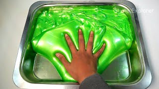 How to make slime  green glitter metallic slime [upl. by Oihsoy]