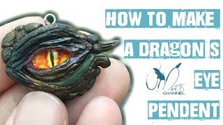 How to make a dragons eye pendent with clay  fimo  Tutorial  DIY  Super Sculpey [upl. by Ainnat]