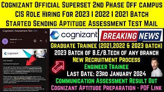 Cognizant Superset 2nd Phase Mass Hiring Started 2023 2022 amp 2021 Batch  Aptitude Test Mail Update [upl. by Kentiggerma750]