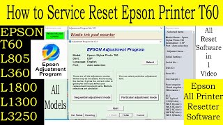 Epson T60 Reset  How to Epson T60 Reset and download Reset  Service Error  reparing [upl. by Llyrad]