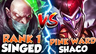 WHEN PINK WARD SHACO MEETS THE RANK 1 SINGED BATTLE OF THE ONE TRICKS [upl. by Oreves990]