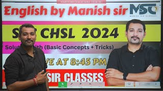 SSC CHSL 2024  English Previous year Paper Solution Series 1  English By Manish Sir [upl. by Zedekiah]