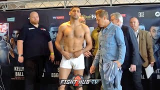 AMIR KHAN HAS TO STRIP DOWN WEIGHS IN BANG ON 147 lbs [upl. by Ardnuasal]